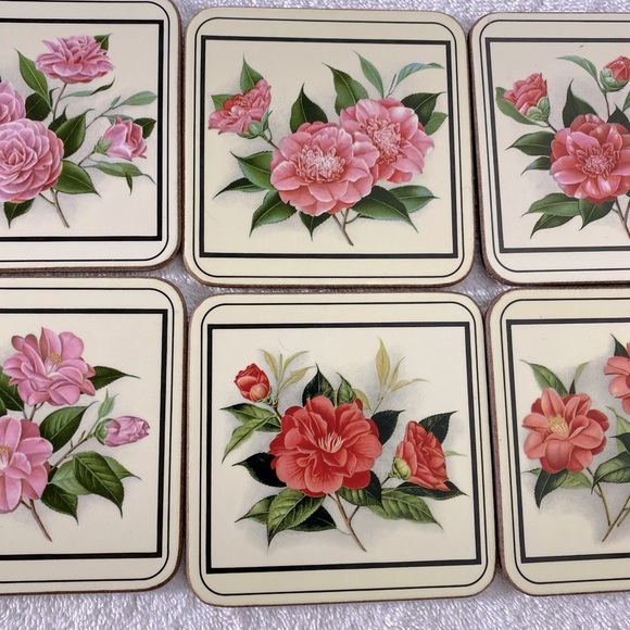 Vintage Royal Table Satin Finish Pink Flower Coasters x6 - Picture 8 of 14